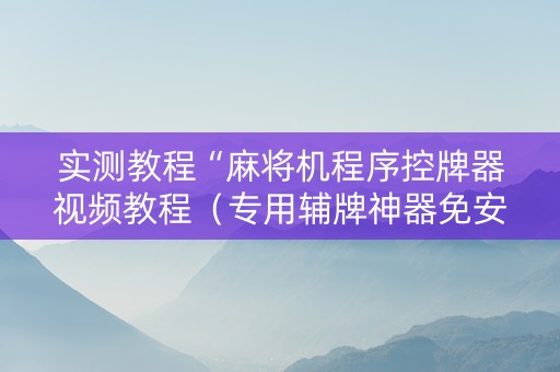 实测教程“麻将机程序控牌器视频教程（专用辅牌神器免安装）