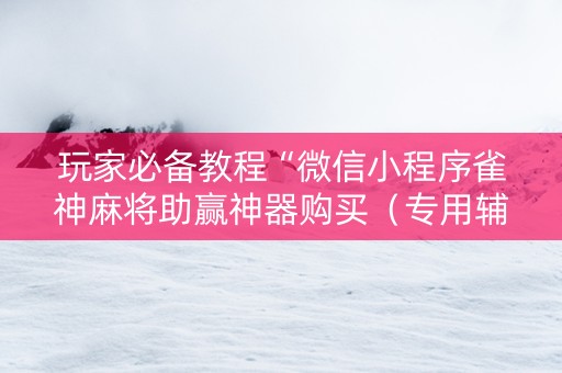 玩家必备教程“微信小程序雀神麻将助赢神器购买（专用辅牌神器免安装）