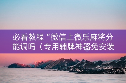 必看教程“微信上微乐麻将分能调吗（专用辅牌神器免安装）