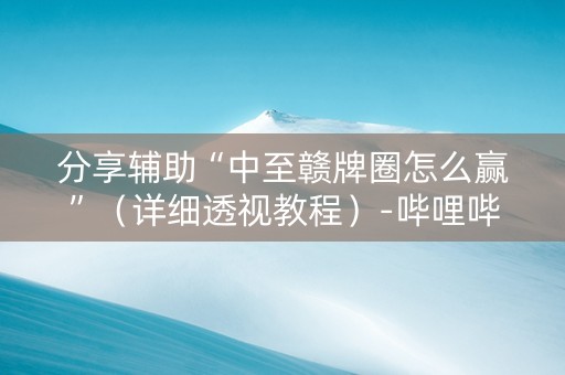 分享辅助“中至赣牌圈怎么赢”（详细透视教程）-哔哩哔哩