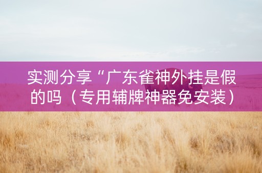 实测分享“广东雀神外挂是假的吗（专用辅牌神器免安装）