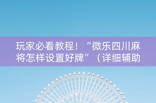 玩家必看教程！“微乐四川麻将怎样设置好牌”（详细辅助教程）-哔哩哔哩
