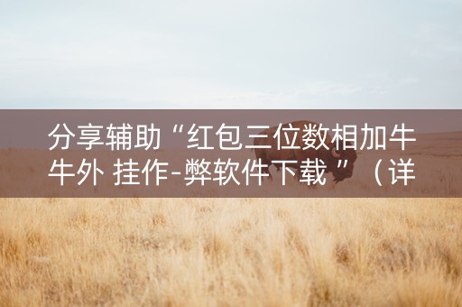 分享辅助“红包三位数相加牛牛外 挂作-弊软件下载 ”（详细透视教程）-哔哩哔哩
