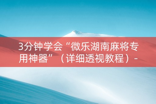 3分钟学会“微乐湖南麻将专用神器”（详细透视教程）-哔哩哔哩