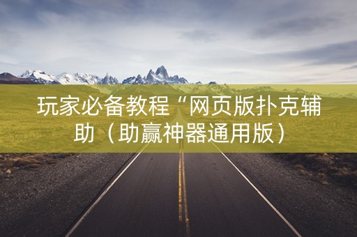 玩家必备教程“网页版扑克辅助（助赢神器通用版）