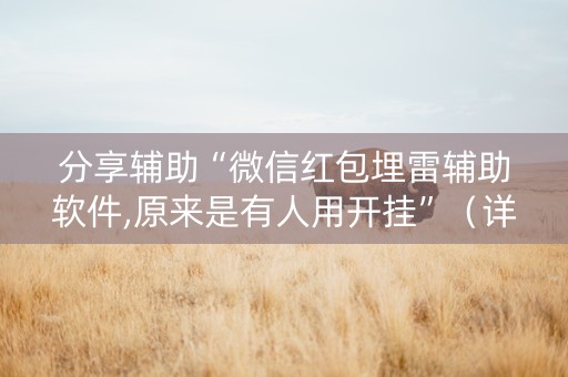 分享辅助“微信红包埋雷辅助软件,原来是有人用开挂”（详细透视教程）-哔哩哔哩