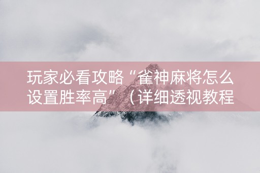 玩家必看攻略“雀神麻将怎么设置胜率高”（详细透视教程）-哔哩哔哩