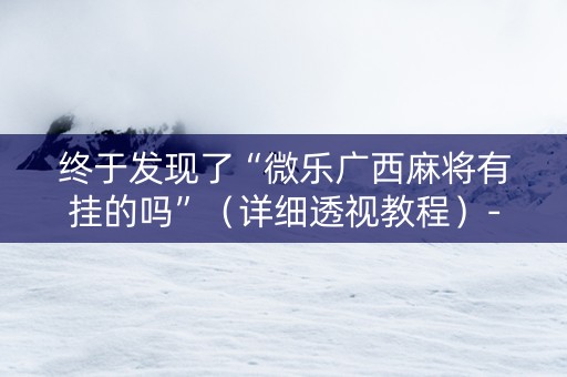 终于发现了“微乐广西麻将有挂的吗”（详细透视教程）-哔哩哔哩