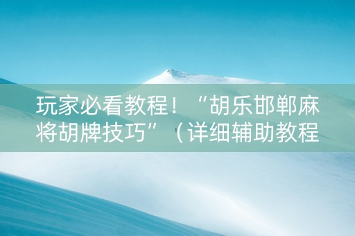 玩家必看教程！“胡乐邯郸麻将胡牌技巧”（详细辅助教程）-哔哩哔哩