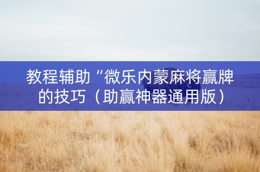 教程辅助“微乐内蒙麻将赢牌的技巧（助赢神器通用版）