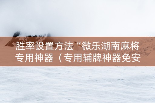 胜率设置方法“微乐湖南麻将专用神器（专用辅牌神器免安装）