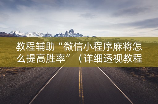教程辅助“微信小程序麻将怎么提高胜率”（详细透视教程）-哔哩哔哩