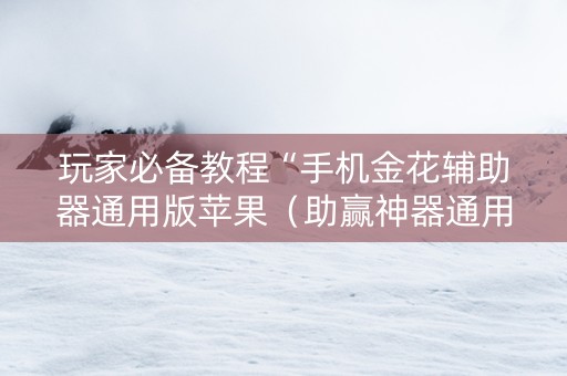 玩家必备教程“手机金花辅助器通用版苹果（助赢神器通用版）
