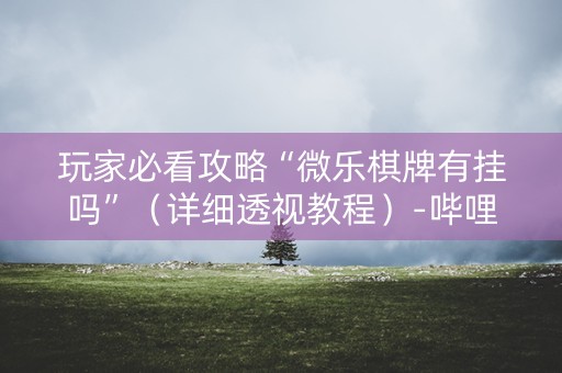玩家必看攻略“微乐棋牌有挂吗”（详细透视教程）-哔哩哔哩