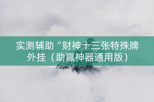 实测辅助“财神十三张特殊牌外挂（助赢神器通用版）