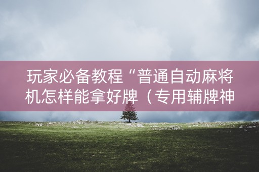 玩家必备教程“普通自动麻将机怎样能拿好牌（专用辅牌神器免安装）