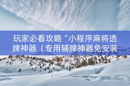 玩家必看攻略“小程序麻将透牌神器（专用辅牌神器免安装）