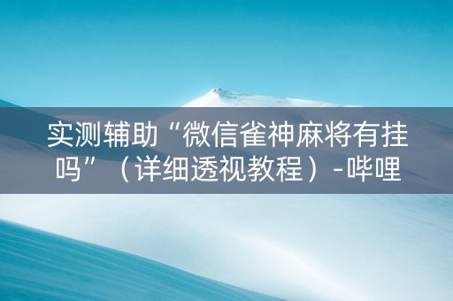 实测辅助“微信雀神麻将有挂吗”（详细透视教程）-哔哩哔哩