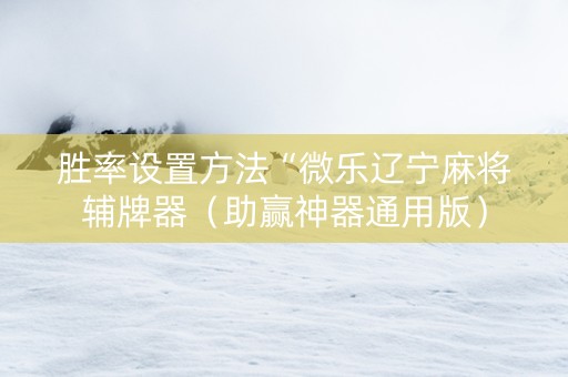 胜率设置方法“微乐辽宁麻将辅牌器（助赢神器通用版）
