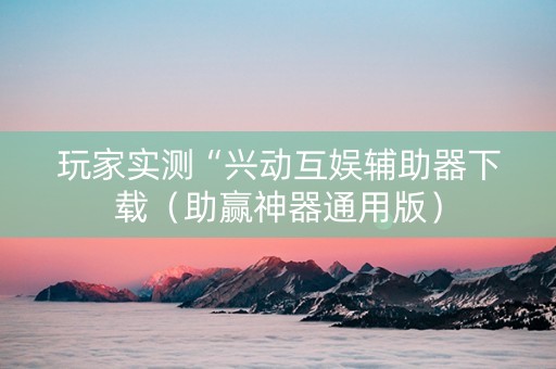 玩家实测“兴动互娱辅助器下载（助赢神器通用版）