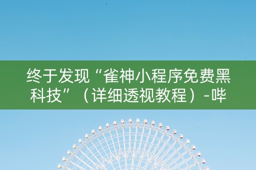 终于发现“雀神小程序免费黑科技”（详细透视教程）-哔哩哔哩