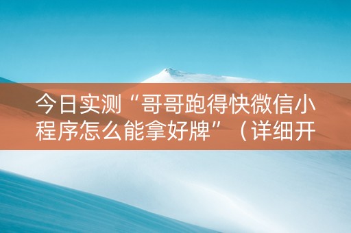 今日实测“哥哥跑得快微信小程序怎么能拿好牌”（详细开挂教程）-哔哩哔哩