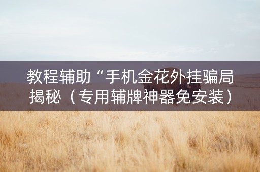 教程辅助“手机金花外挂骗局揭秘（专用辅牌神器免安装）