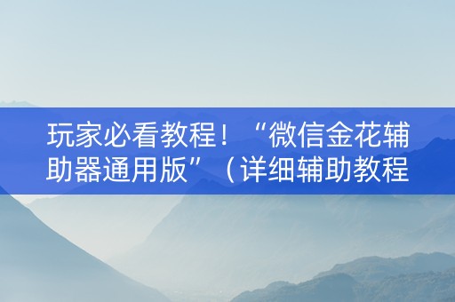 玩家必看教程！“微信金花辅助器通用版”（详细辅助教程）-哔哩哔哩