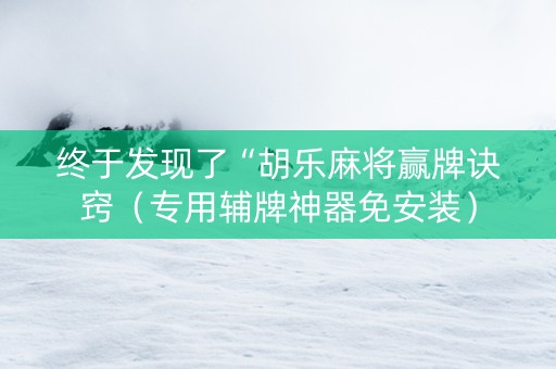 终于发现了“胡乐麻将赢牌诀窍（专用辅牌神器免安装）
