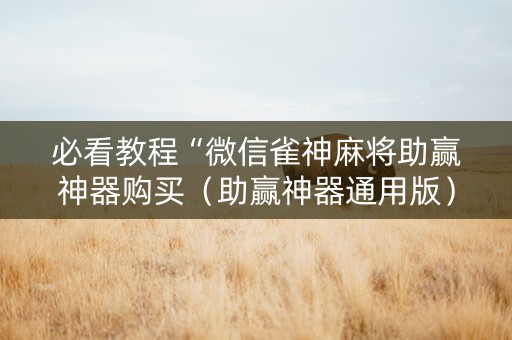 必看教程“微信雀神麻将助赢神器购买（助赢神器通用版）