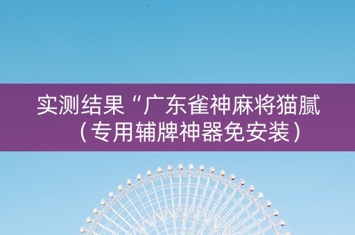 实测结果“广东雀神麻将猫腻（专用辅牌神器免安装）