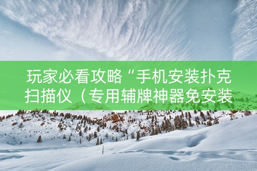 玩家必看攻略“手机安装扑克扫描仪（专用辅牌神器免安装）