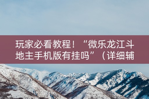 玩家必看教程！“微乐龙江斗地主手机版有挂吗”（详细辅助教程）-哔哩哔哩