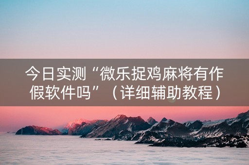 今日实测“微乐捉鸡麻将有作假软件吗”（详细辅助教程）-哔哩哔哩