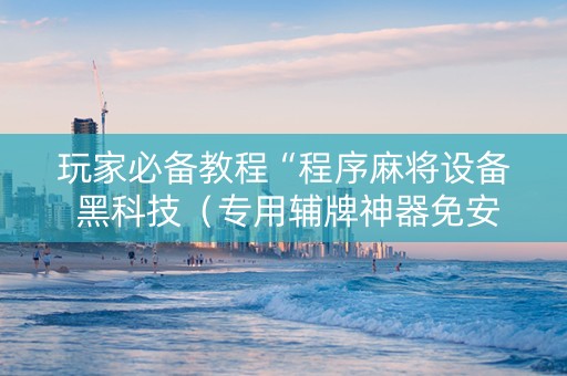 玩家必备教程“程序麻将设备 黑科技（专用辅牌神器免安装）