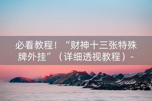 必看教程！“财神十三张特殊牌外挂”（详细透视教程）-哔哩哔哩