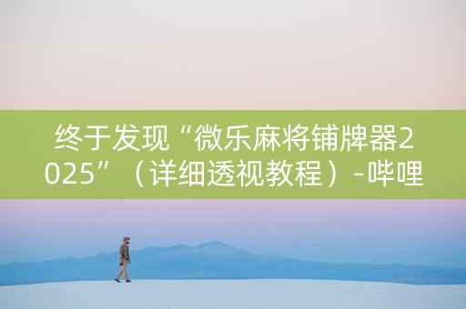 终于发现“微乐麻将铺牌器2025”（详细透视教程）-哔哩哔哩