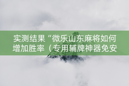 实测结果“微乐山东麻将如何增加胜率（专用辅牌神器免安装）