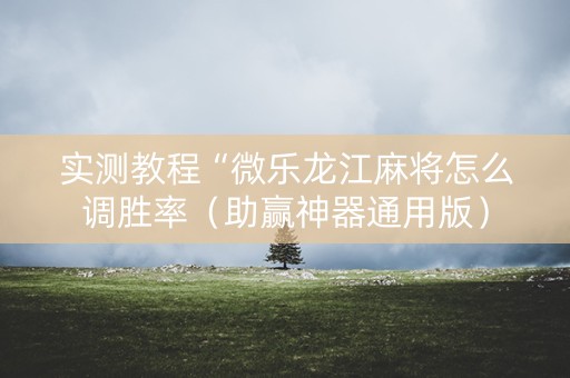 实测教程“微乐龙江麻将怎么调胜率（助赢神器通用版）