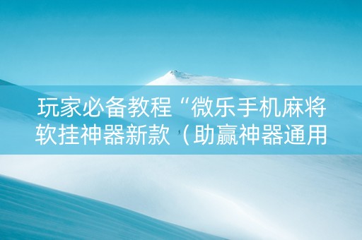 玩家必备教程“微乐手机麻将软挂神器新款（助赢神器通用版）