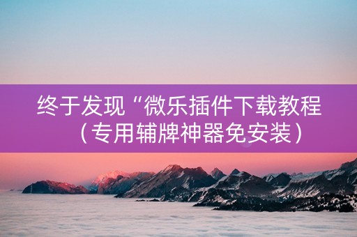 终于发现“微乐插件下载教程（专用辅牌神器免安装）
