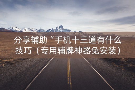 分享辅助“手机十三道有什么技巧（专用辅牌神器免安装）