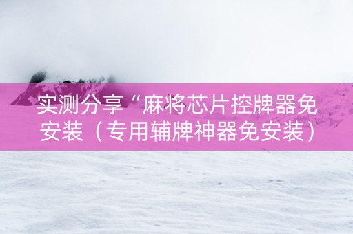 实测分享“麻将芯片控牌器免安装（专用辅牌神器免安装）