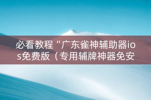 必看教程“广东雀神辅助器ios免费版（专用辅牌神器免安装）