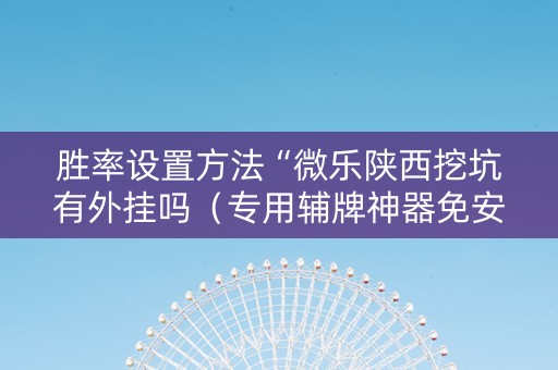 胜率设置方法“微乐陕西挖坑有外挂吗（专用辅牌神器免安装）