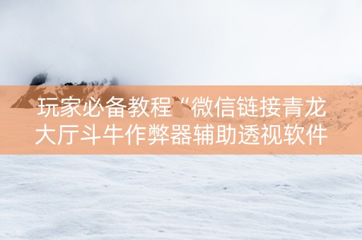 玩家必备教程“微信链接青龙大厅斗牛作弊器辅助透视软件”（详细透视教程）-哔哩哔哩