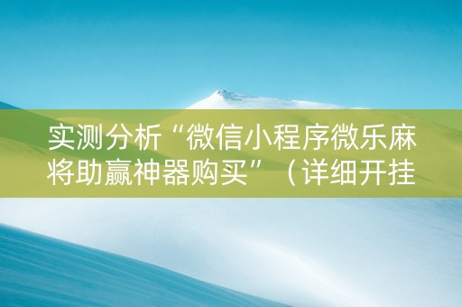 实测分析“微信小程序微乐麻将助赢神器购买”（详细开挂教程）-哔哩哔哩