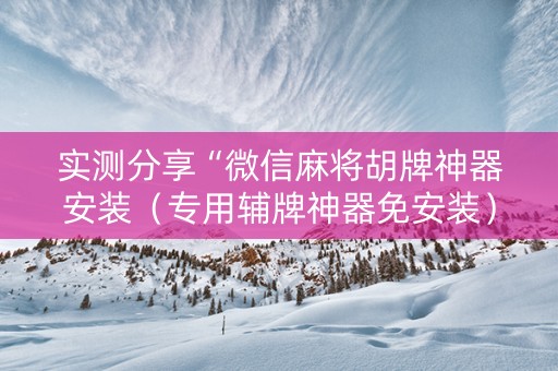实测分享“微信麻将胡牌神器安装（专用辅牌神器免安装）