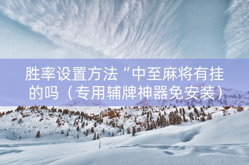 胜率设置方法“中至麻将有挂的吗（专用辅牌神器免安装）