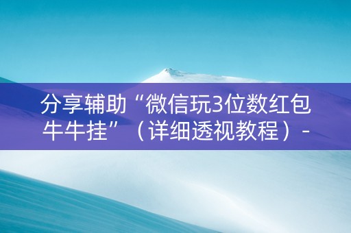 分享辅助“微信玩3位数红包牛牛挂”（详细透视教程）-哔哩哔哩